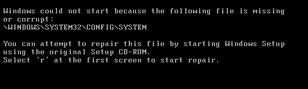поврежденный файл System поврежденный файл System
