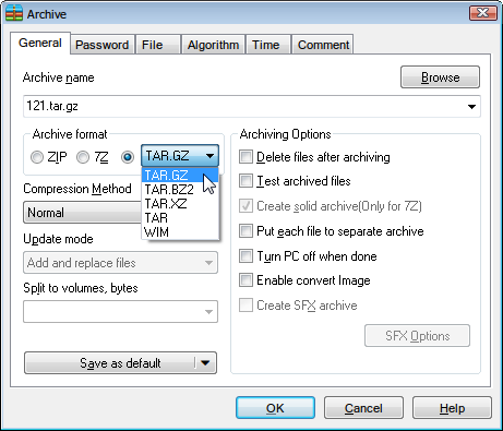 Создание архива HaoZip Создание архива HaoZip